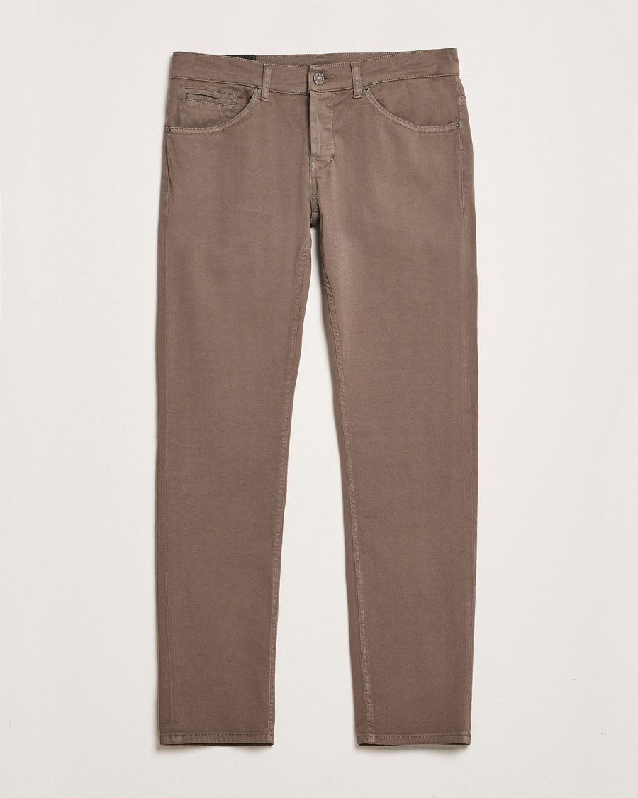 Men | Trousers | Dondup | George Gabardine 5-Pocket Pants Brown
