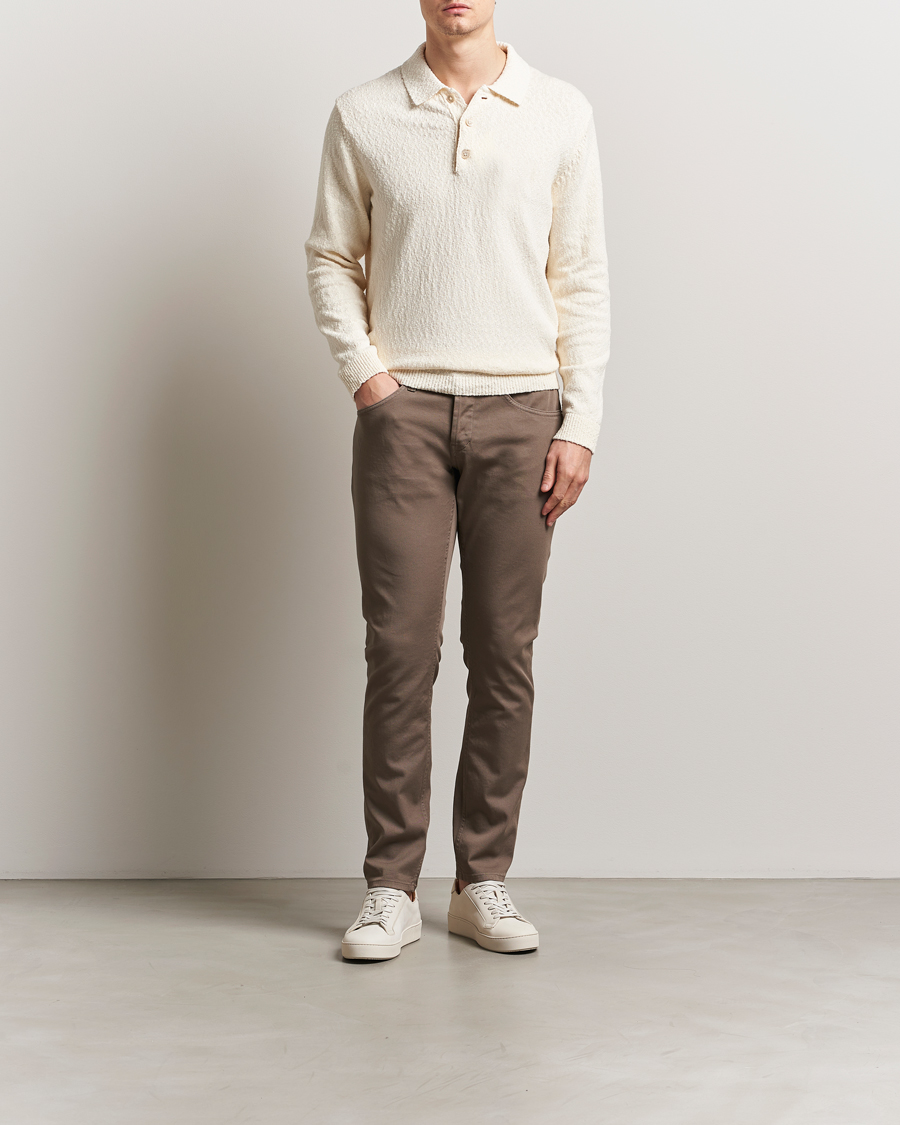 Men | Trousers | Dondup | George Gabardine 5-Pocket Pants Brown