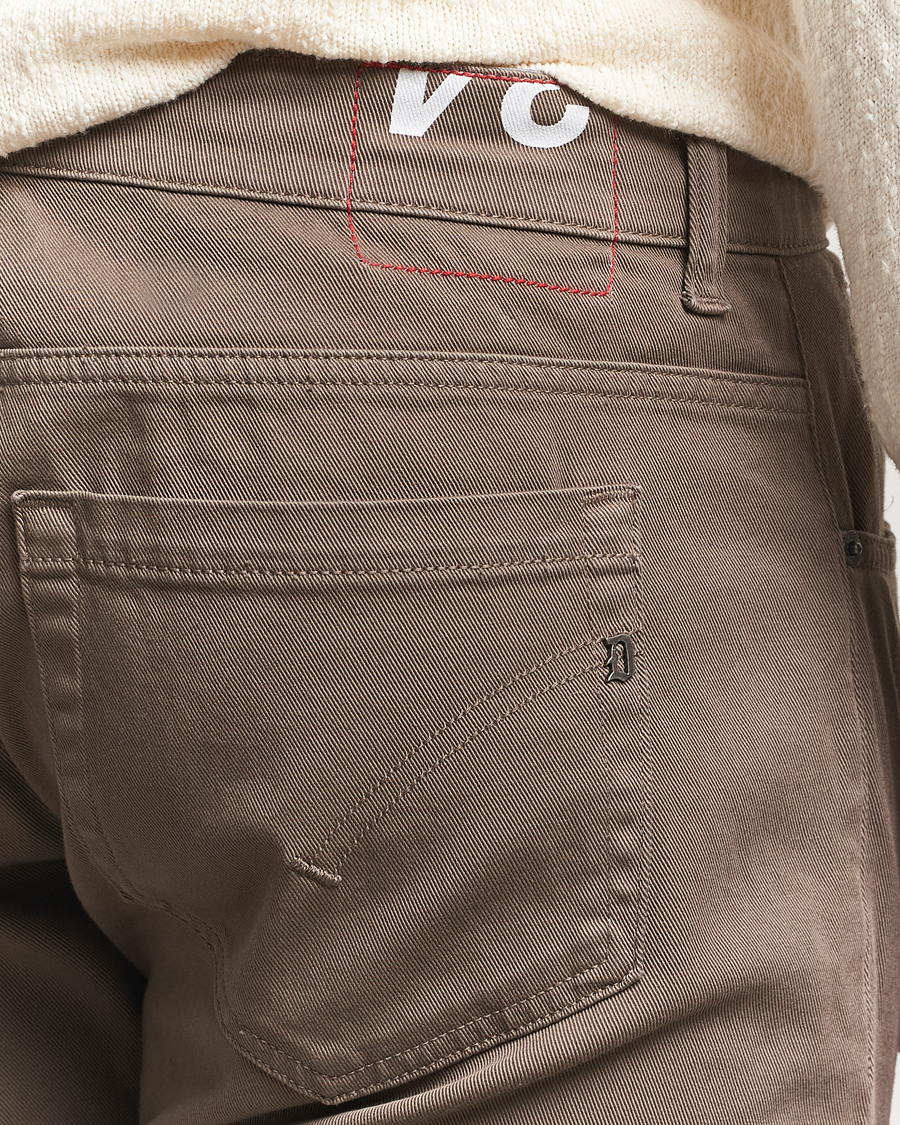 Men | Trousers | Dondup | George Gabardine 5-Pocket Pants Brown