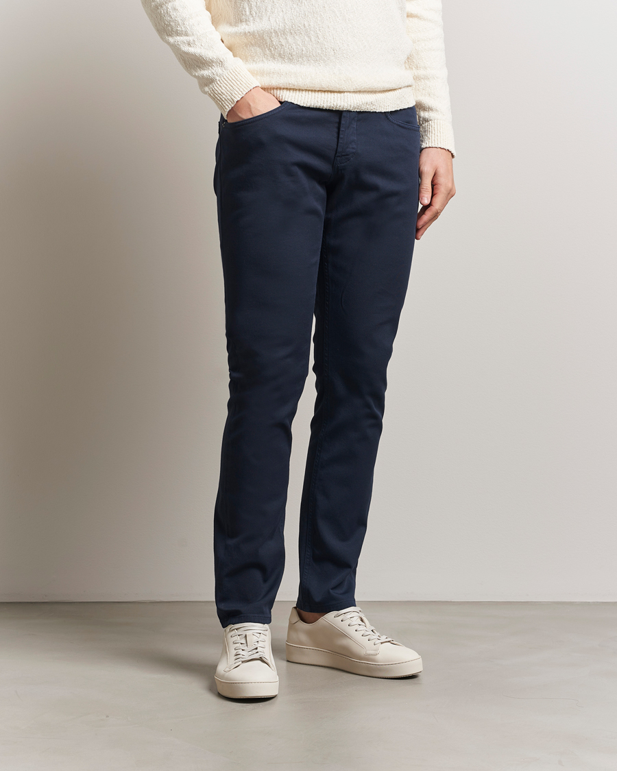 Men | Trousers | Dondup | George Gabardine 5-Pocket Pants Navy