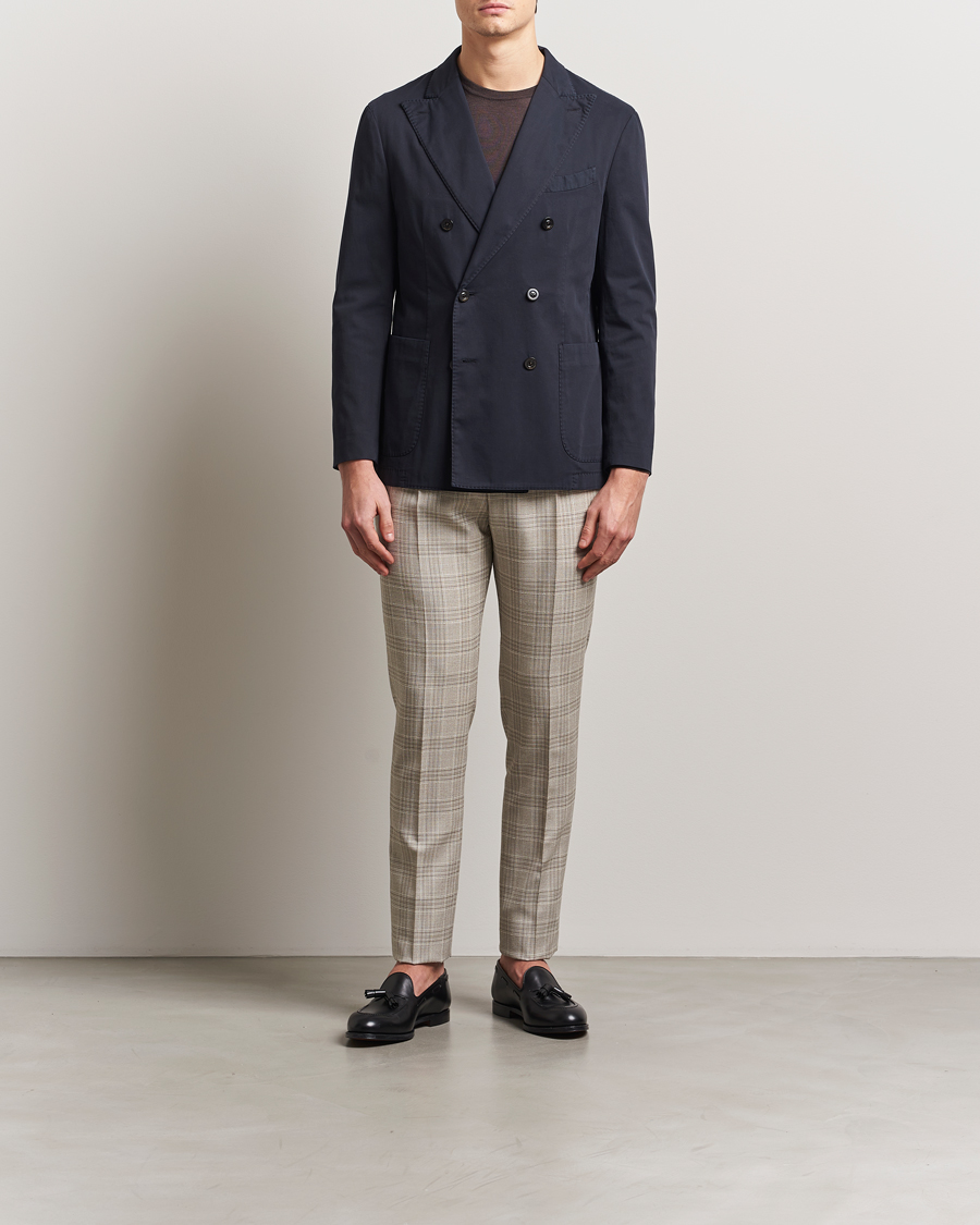 Men | Blazers | Boglioli | K Jacket Double Breasted Cotton Blazer Navy