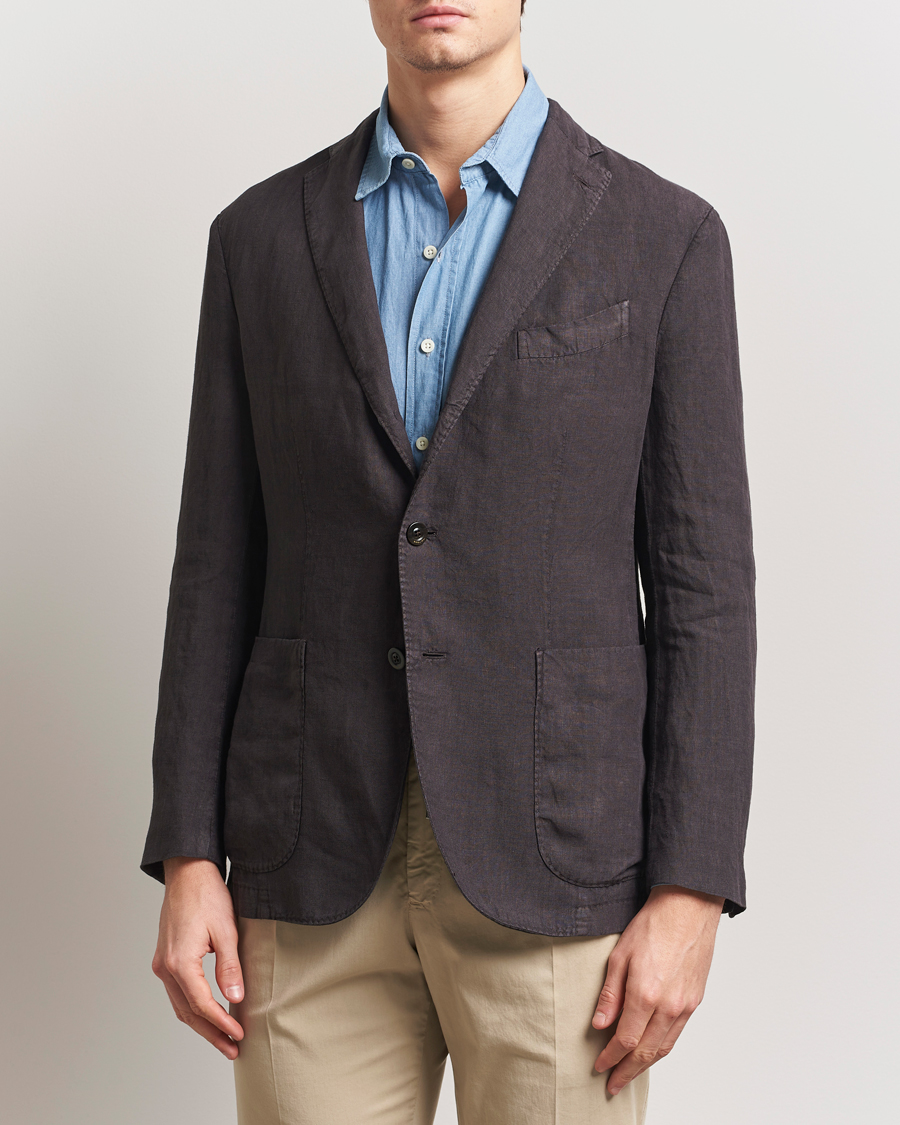 Men | Blazers | Boglioli | K Jacket Linen Blazer Dark Brown