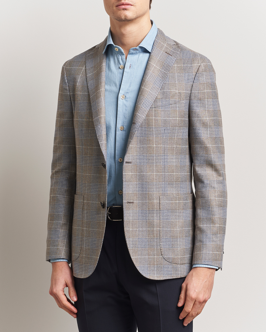 Men | Blazers | Boglioli | K Jacket Prince Of Wales Blazer Blue/Beige