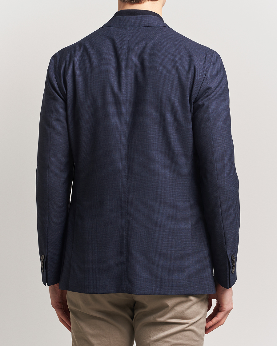 Men | Blazers | Boglioli | K Jacket 14 Micron Wool Blazer Navy Check