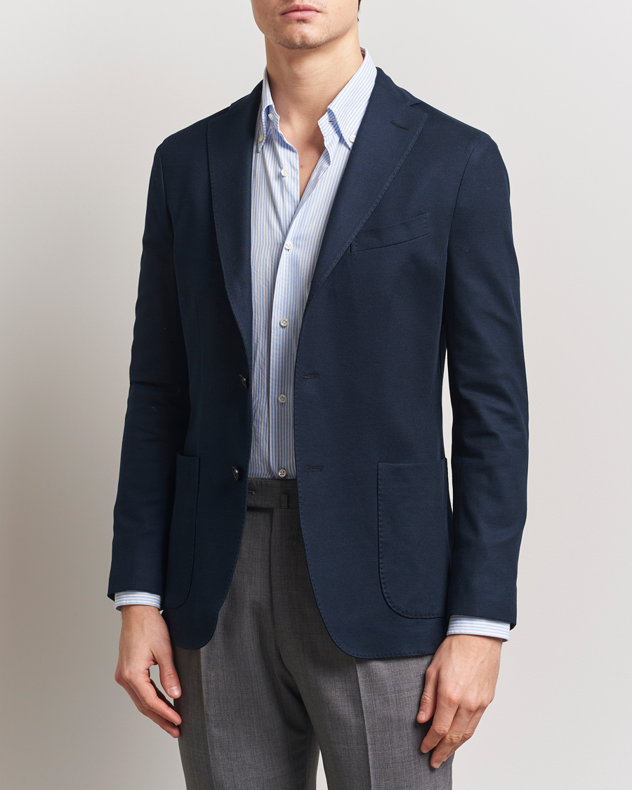 Men | Blazers | Boglioli | K Jacket Hopsack Jersey Blazer Navy