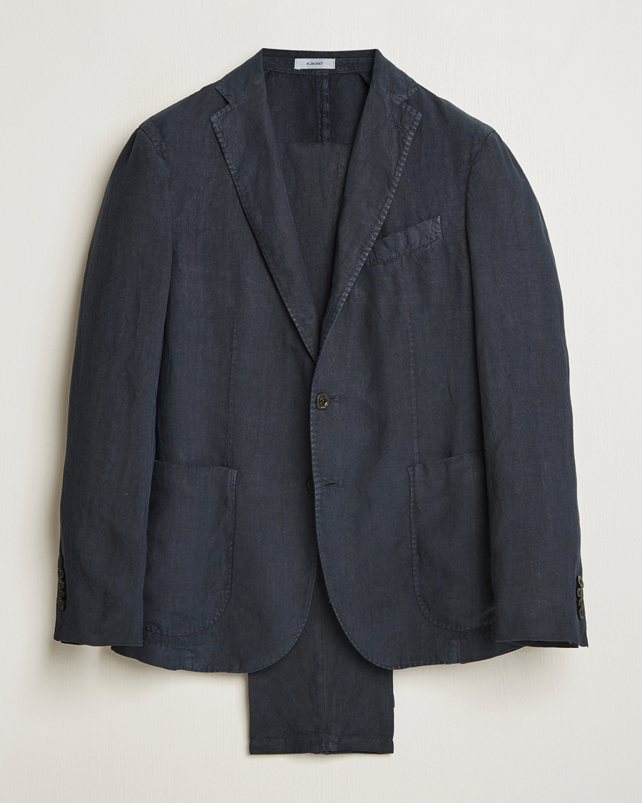 Men | Suits | Boglioli | K Jacket Linen Suit Navy