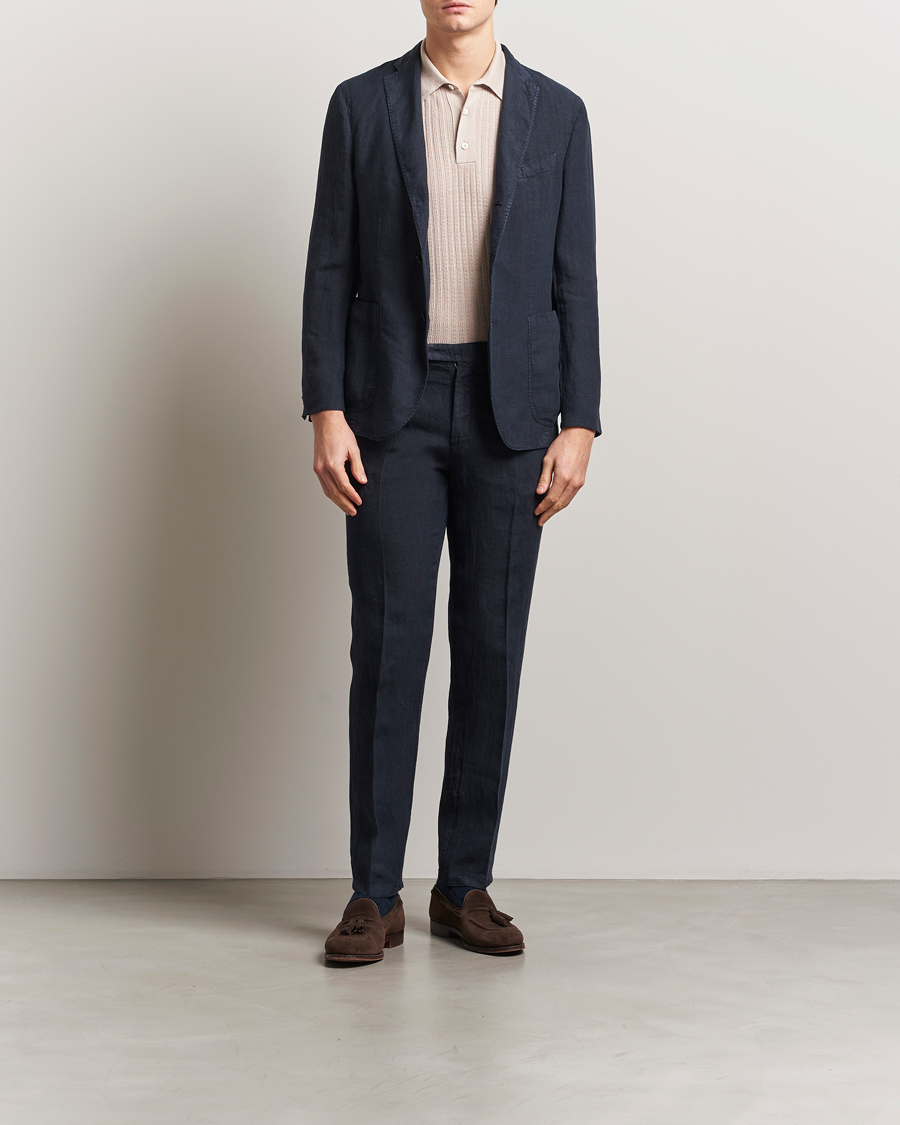 Men | Suits | Boglioli | K Jacket Linen Suit Navy