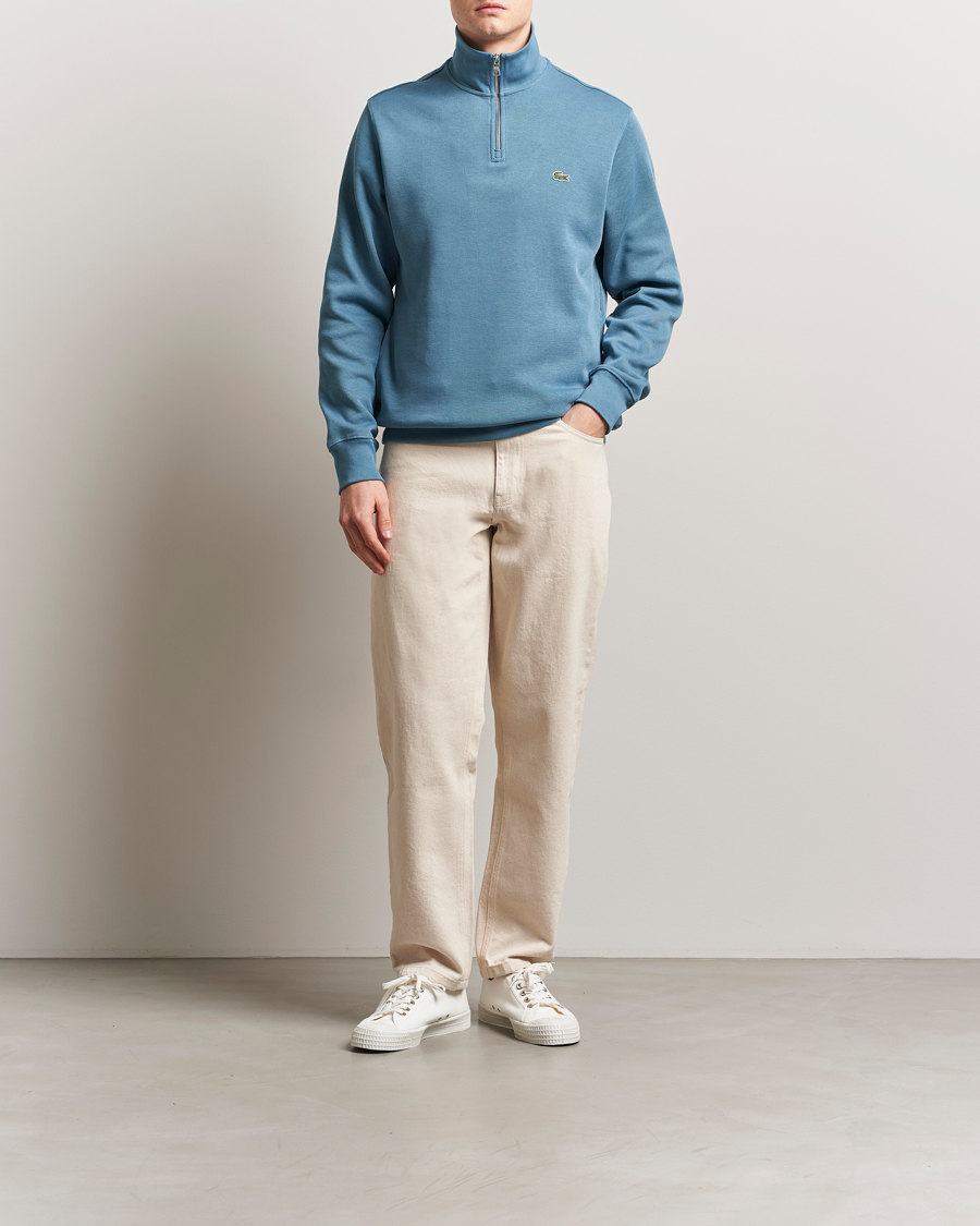 Men | Sweaters & Knitwear | Lacoste | Rib Interlock Half Zip Limestone