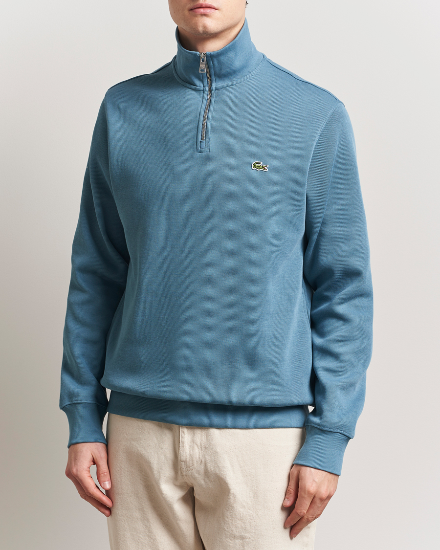 Men | Sweaters & Knitwear | Lacoste | Rib Interlock Half Zip Limestone