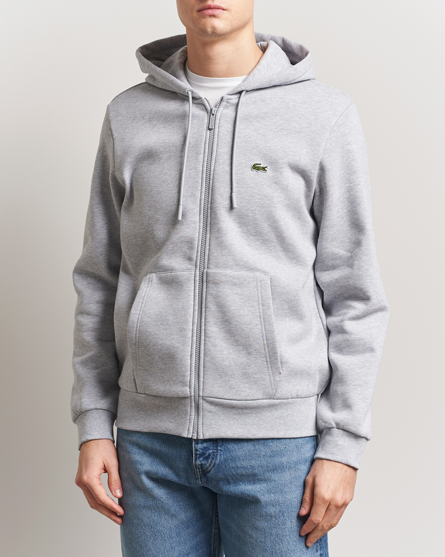 Men | Sweaters & Knitwear | Lacoste | Full Zip Hoodie Silver Chine