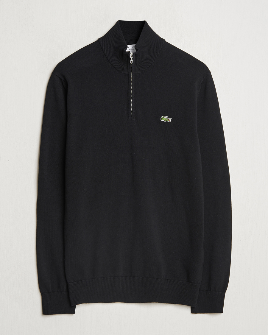 Men | Sweaters & Knitwear | Lacoste | Cotton Knitted Half Zip Black