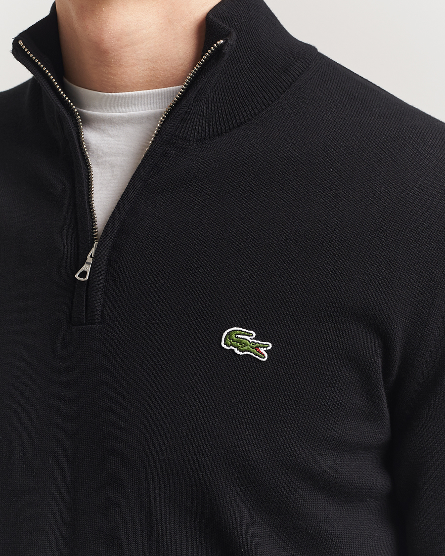 Men | Sweaters & Knitwear | Lacoste | Cotton Knitted Half Zip Black