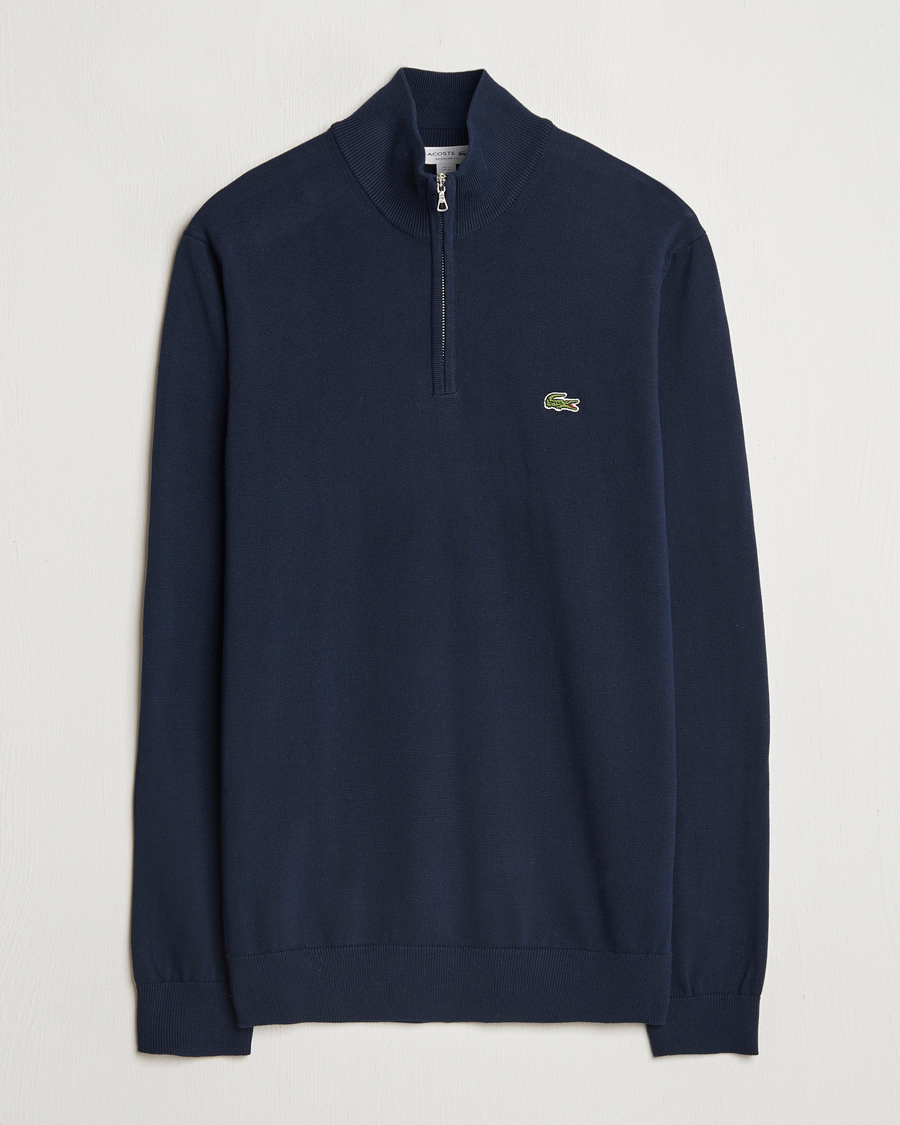 Men | Sweaters & Knitwear | Lacoste | Cotton Knitted Half Zip Navy