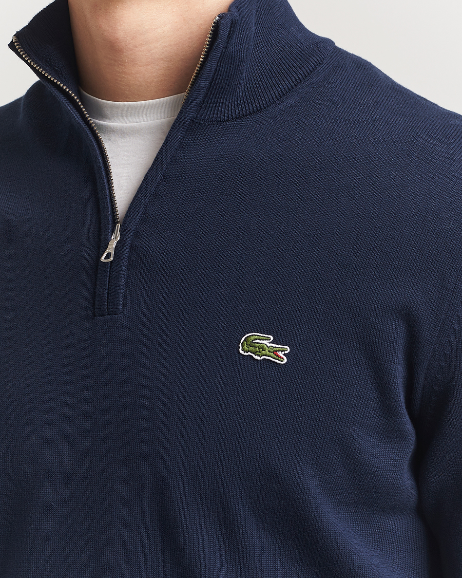 Men | Sweaters & Knitwear | Lacoste | Cotton Knitted Half Zip Navy