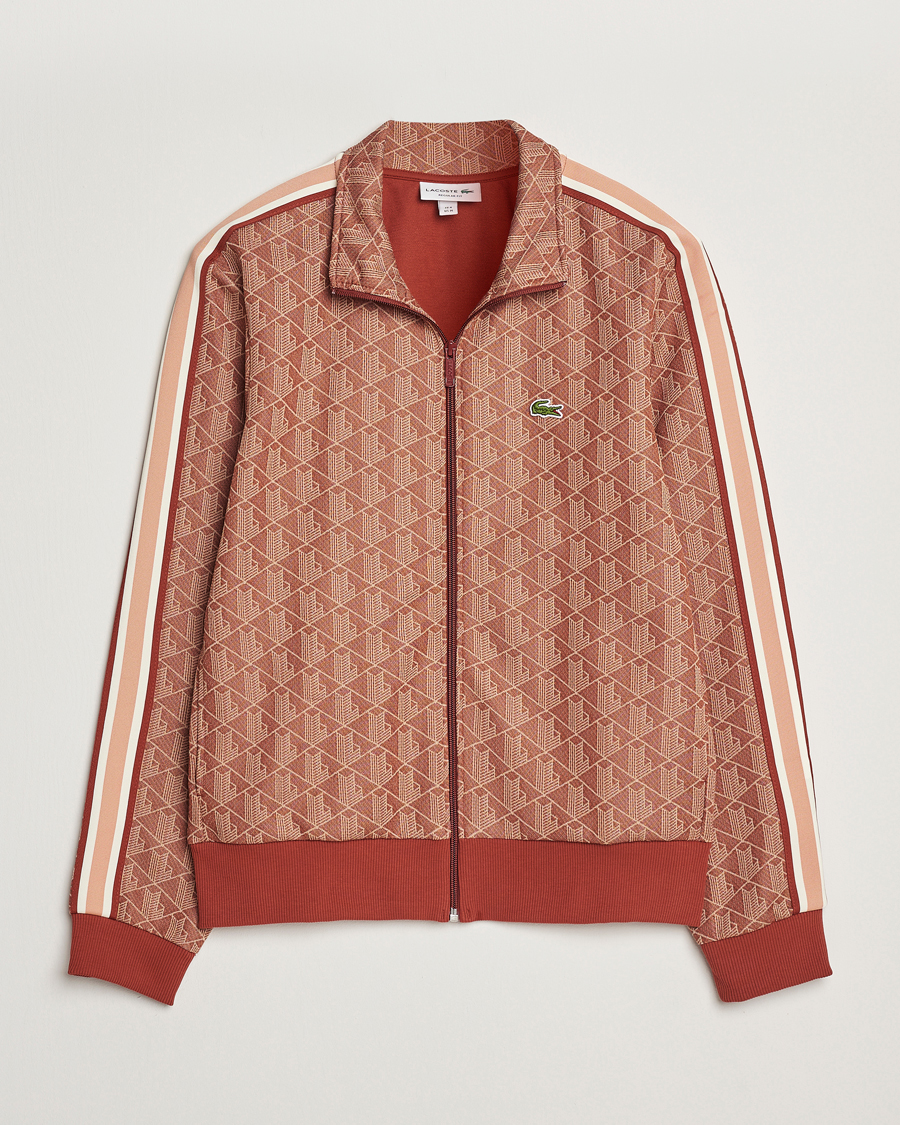 Men | Sweaters & Knitwear | Lacoste | Monogram Full Zip Track Jacket Iberis/Latte
