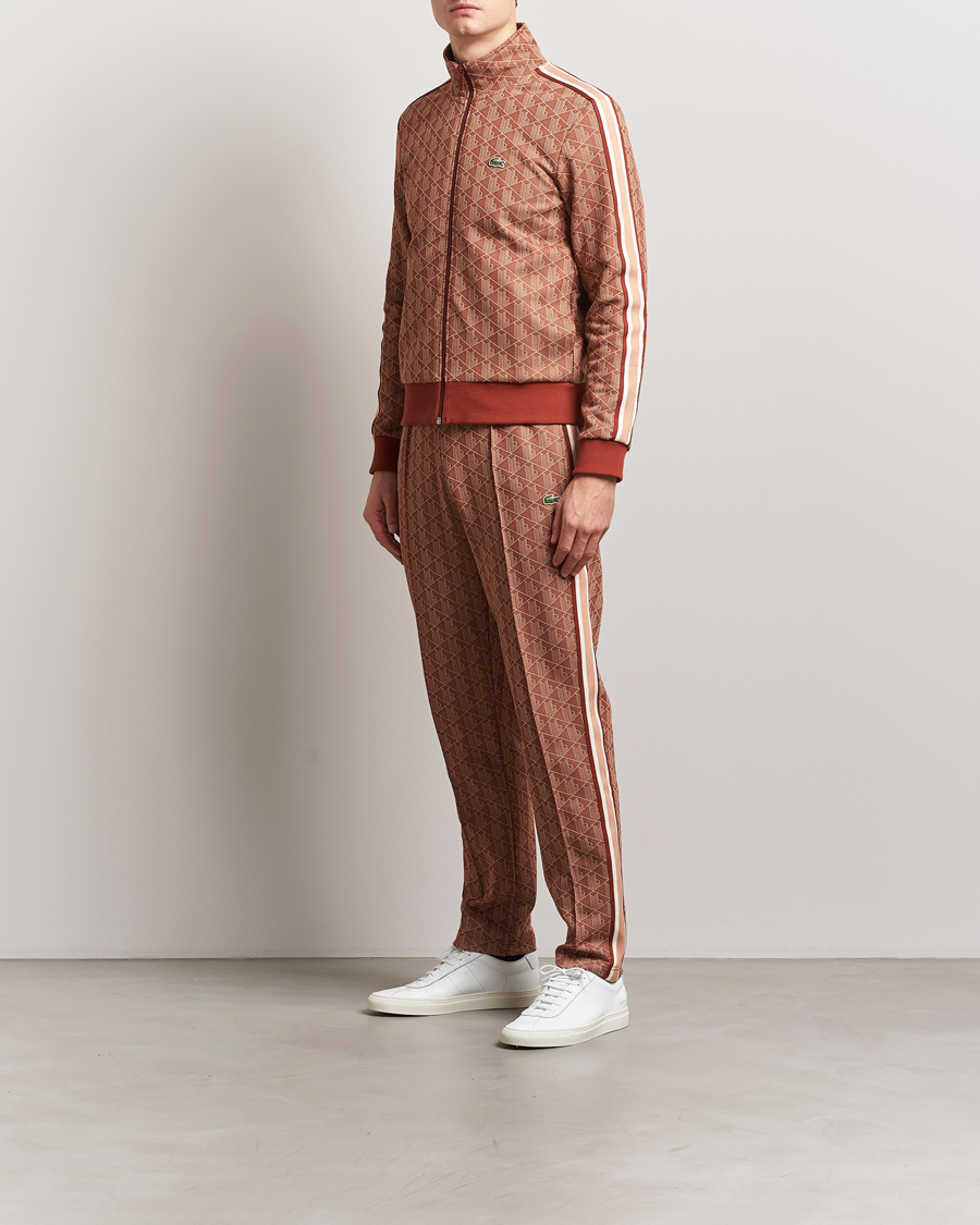 Men | Sweaters & Knitwear | Lacoste | Monogram Full Zip Track Jacket Iberis/Latte