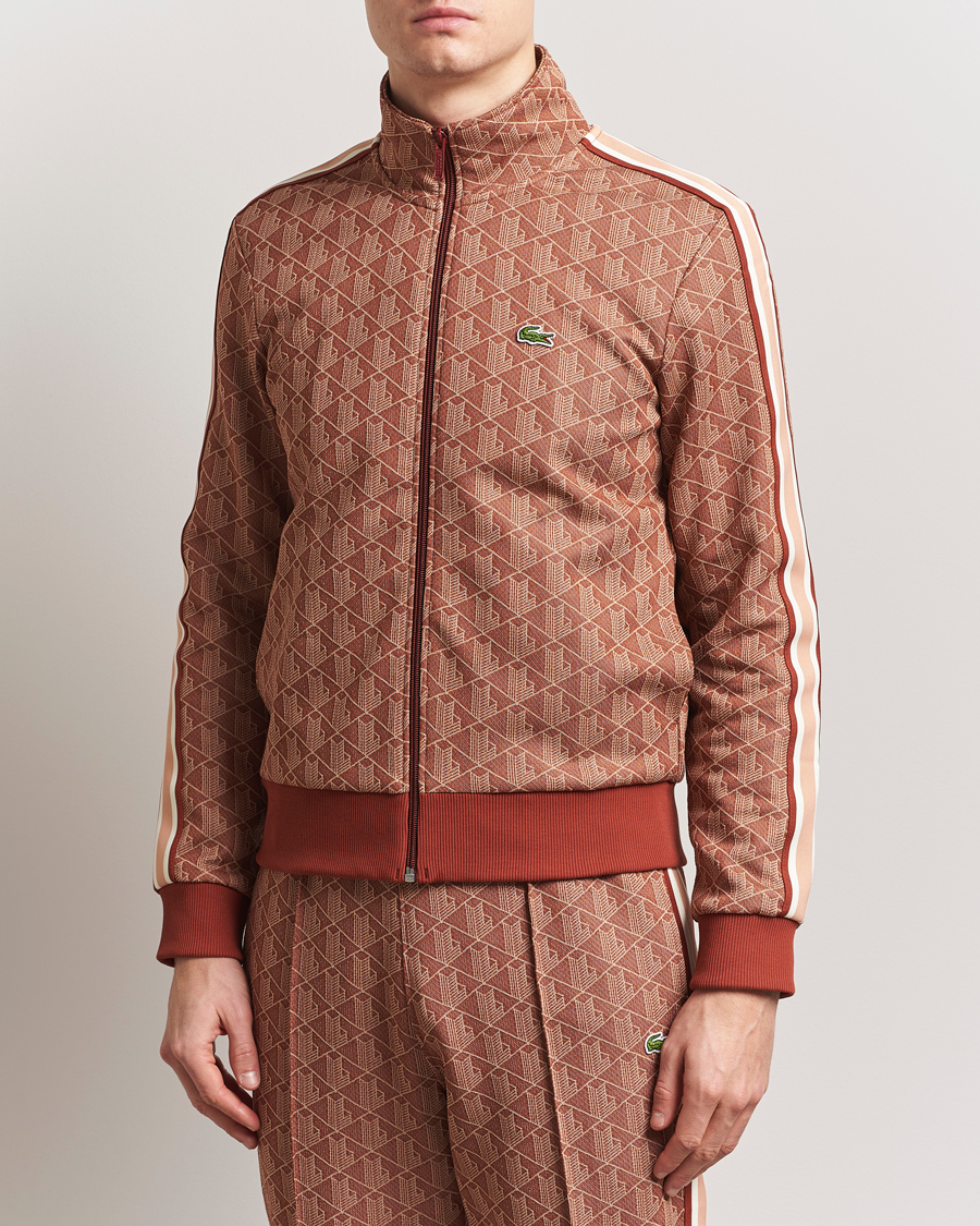 Men | Sweaters & Knitwear | Lacoste | Monogram Full Zip Track Jacket Iberis/Latte