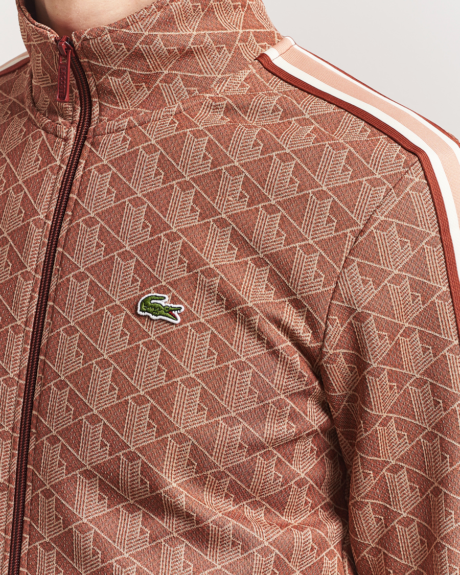 Men | Sweaters & Knitwear | Lacoste | Monogram Full Zip Track Jacket Iberis/Latte