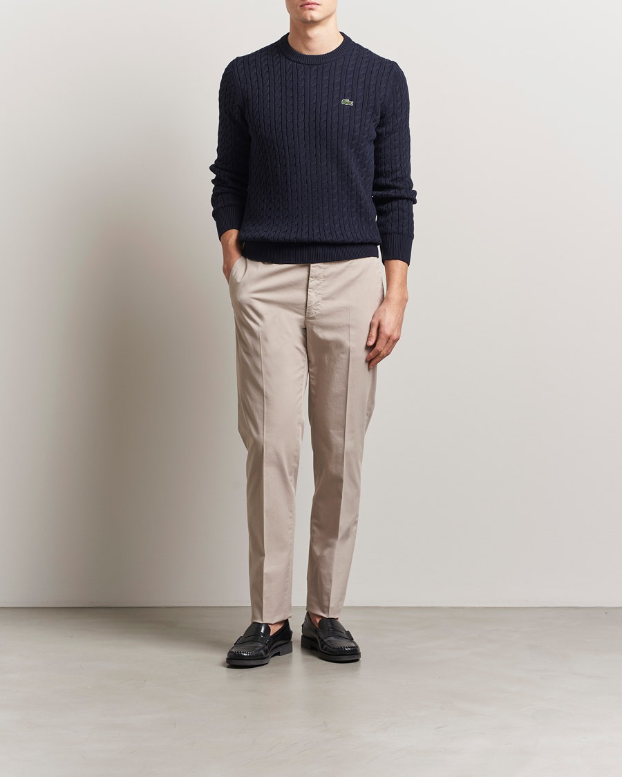 Men | Sweaters & Knitwear | Lacoste | Cotton Cable Sweater Navy
