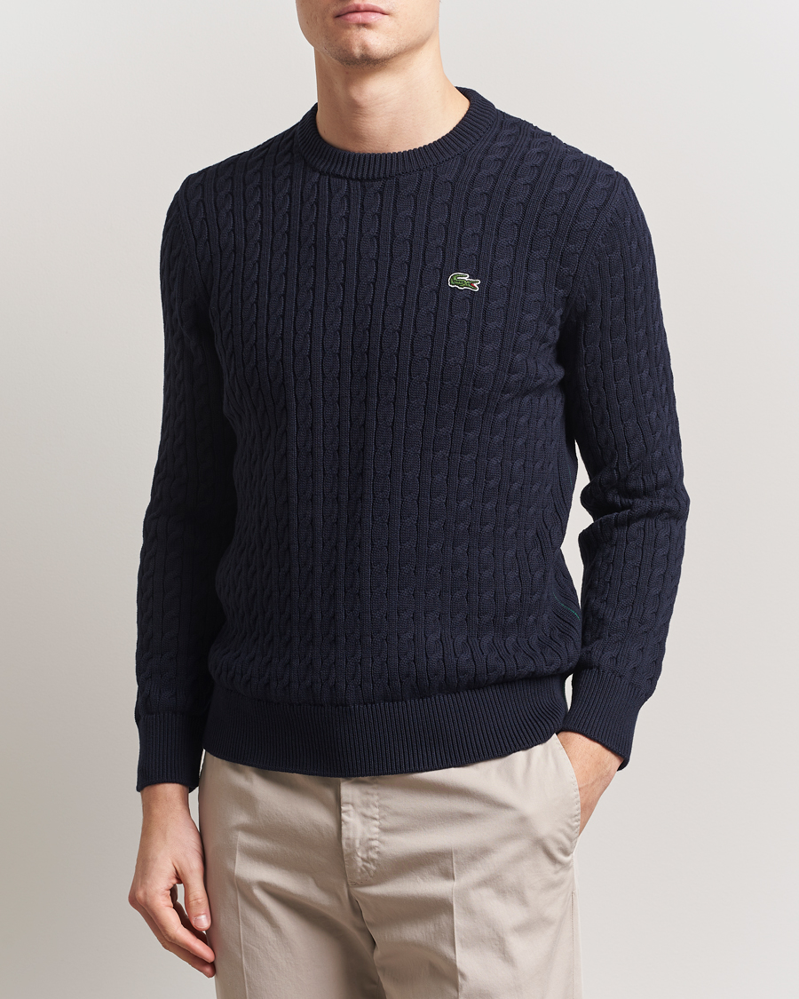 Men | Sweaters & Knitwear | Lacoste | Cotton Cable Sweater Navy