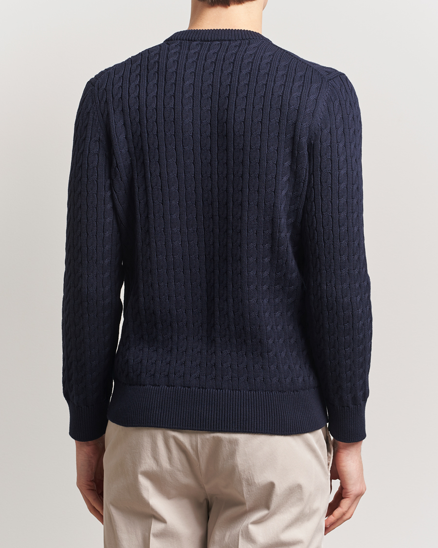 Men | Sweaters & Knitwear | Lacoste | Cotton Cable Sweater Navy Blue