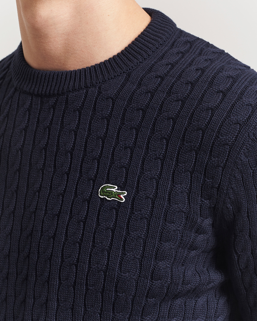 Men | Sweaters & Knitwear | Lacoste | Cotton Cable Sweater Navy