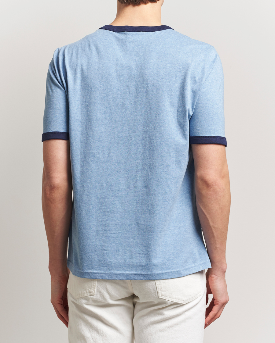 Men | T-Shirts | Nudie Jeans | Ricky Printed Ringer T-Shirt Blue Melange