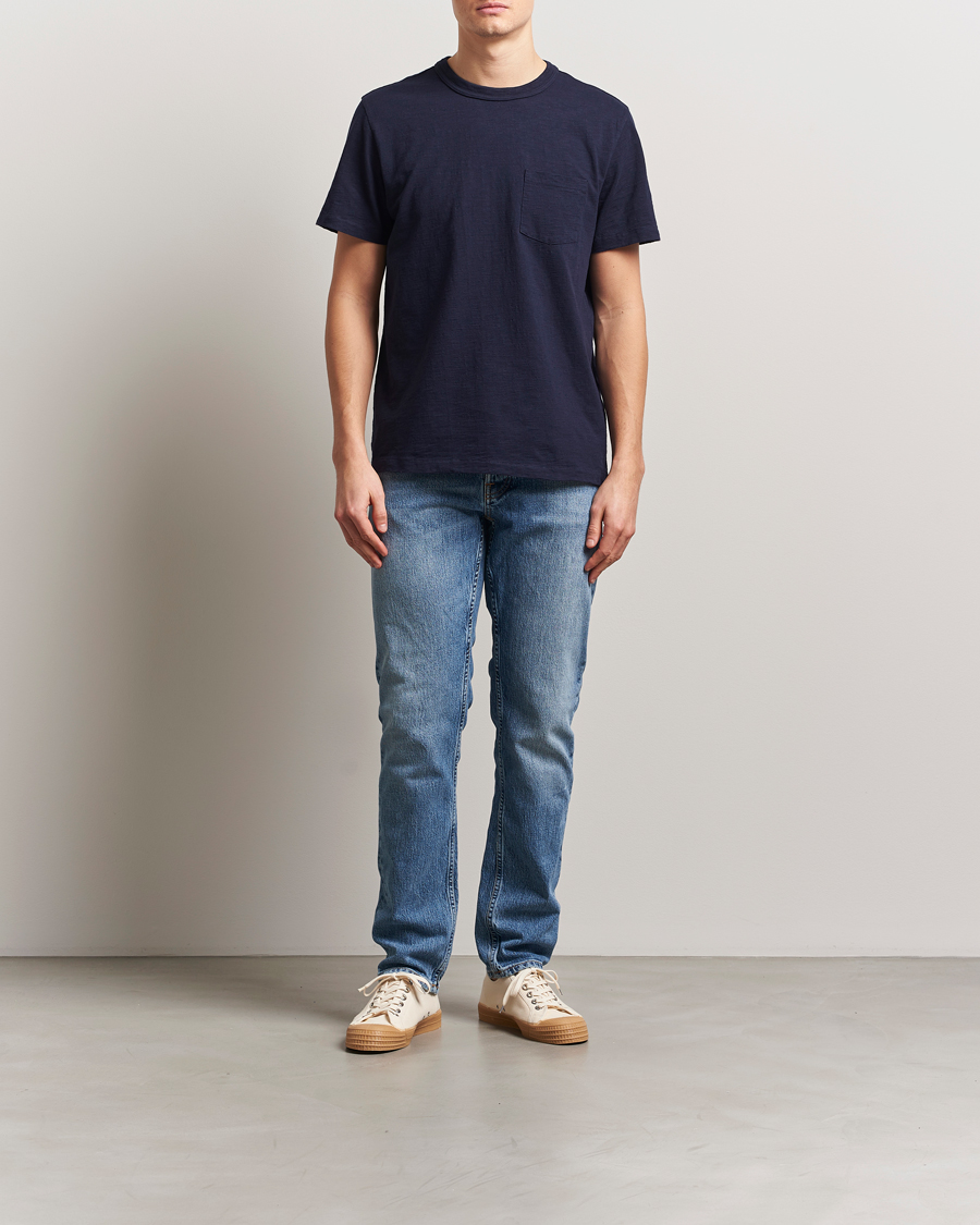 Men | T-Shirts | Nudie Jeans | Roy Heavy Slub T-Shirt Blueberry