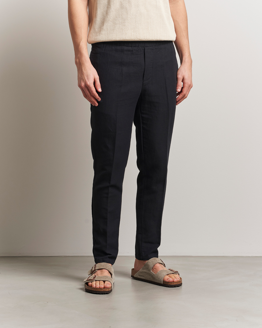 Men | Trousers | Samsøe Samsøe | Smithy Linen/Cotton Drawstring Trousers Black