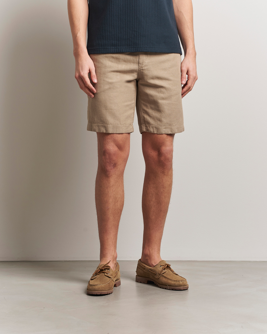 Men | Shorts | Samsøe Samsøe | Smith Cotton/Linen Drawstring Shorts Greige