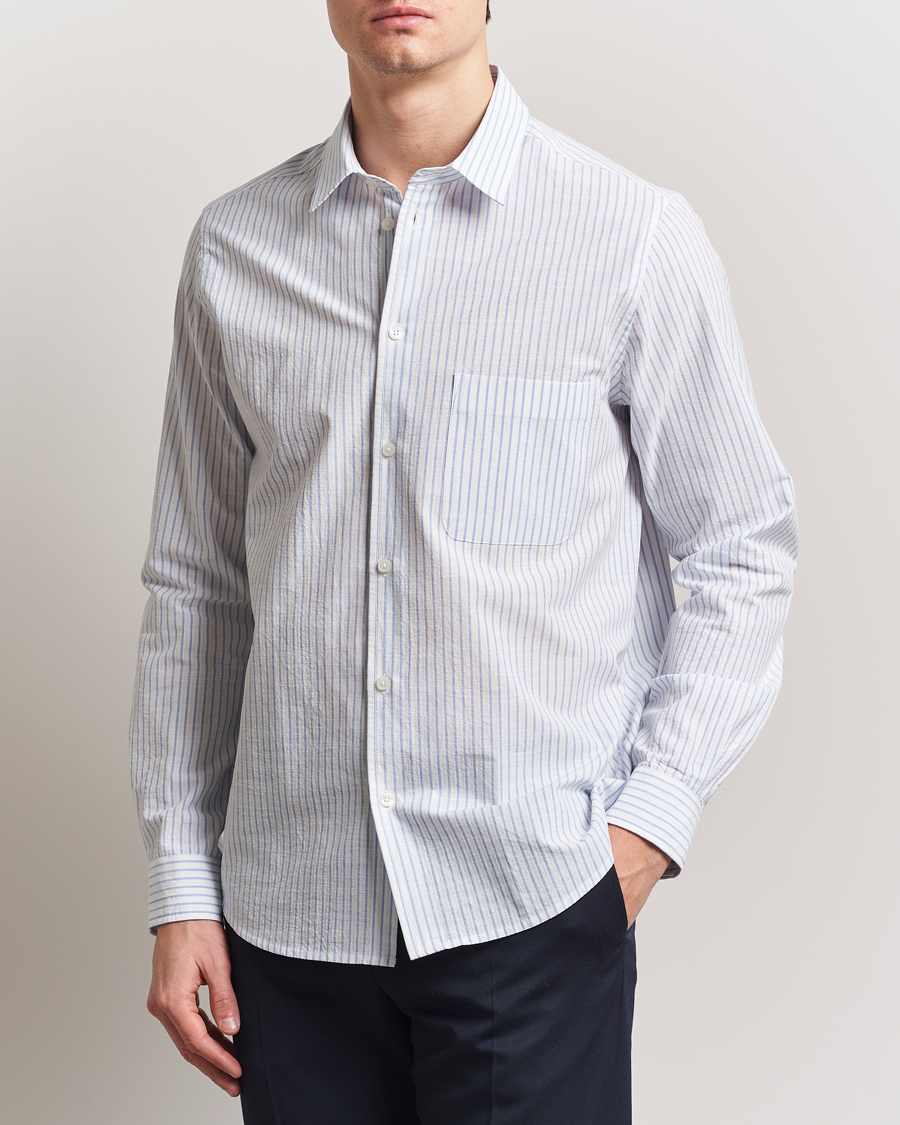 Men | Shirts | Samsøe Samsøe | Ryan Cotton Striped Shirt Blue/White
