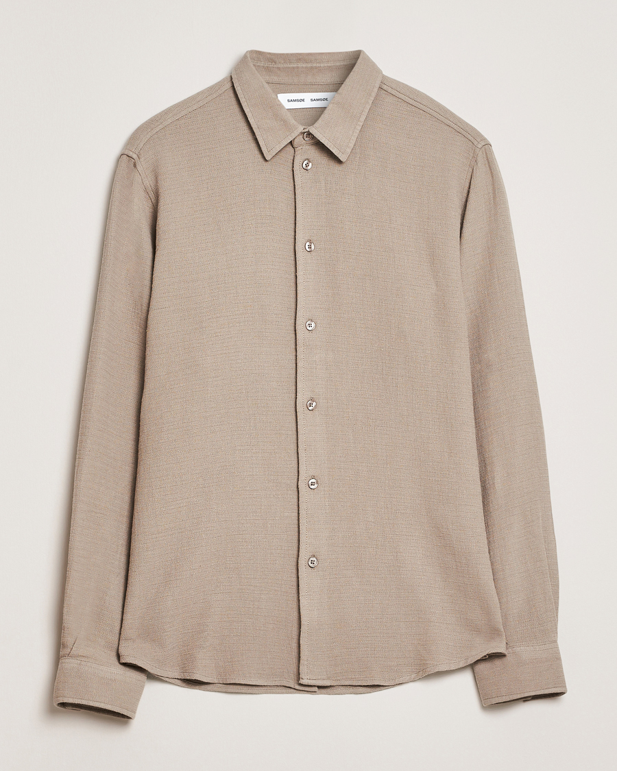 Men | Shirts | Samsøe Samsøe | Ryan Cotton/Linen Shirt Greige