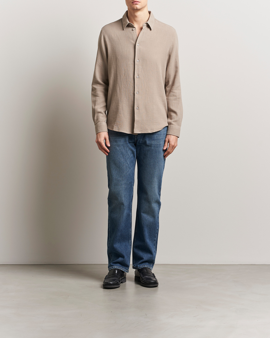 Men | Shirts | Samsøe Samsøe | Ryan Cotton/Linen Shirt Greige