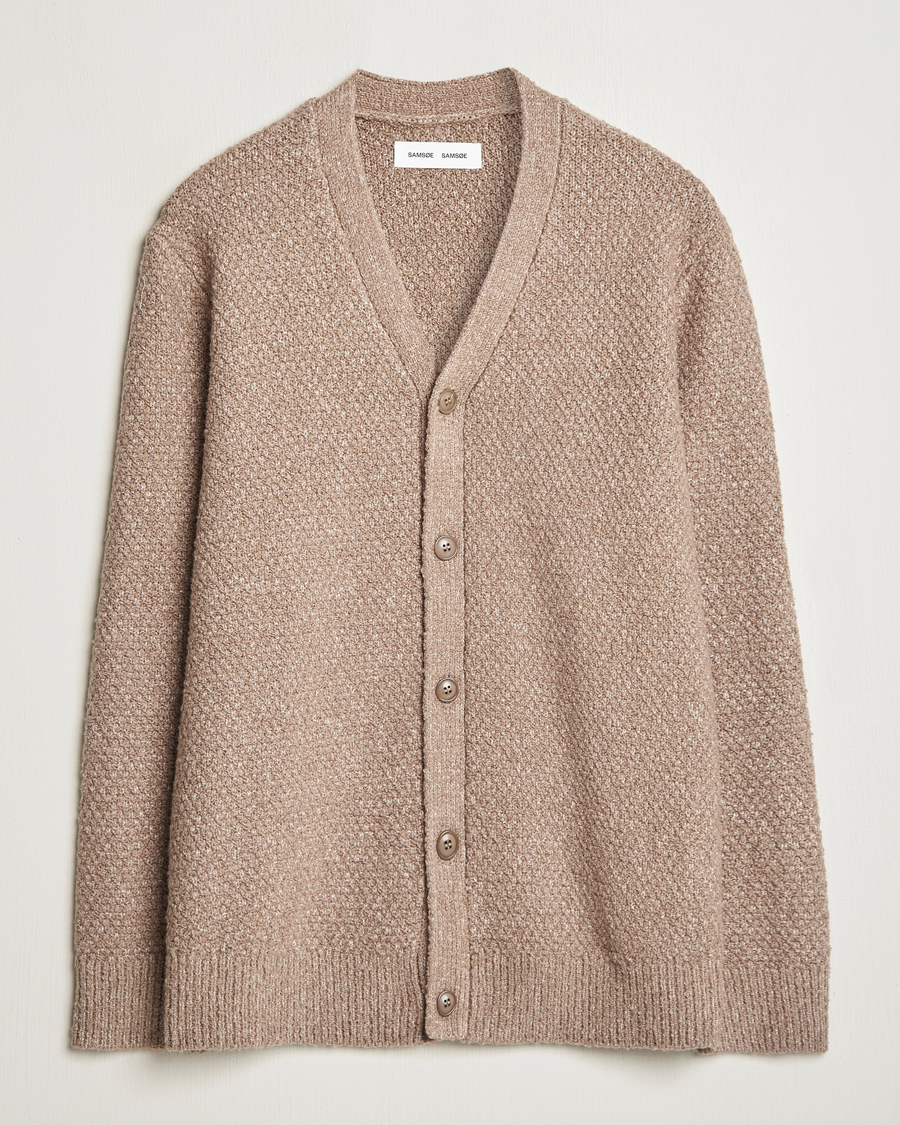Men | Sweaters & Knitwear | Samsøe Samsøe | Ezra Heavy Knitted Cardigan Greige Melange