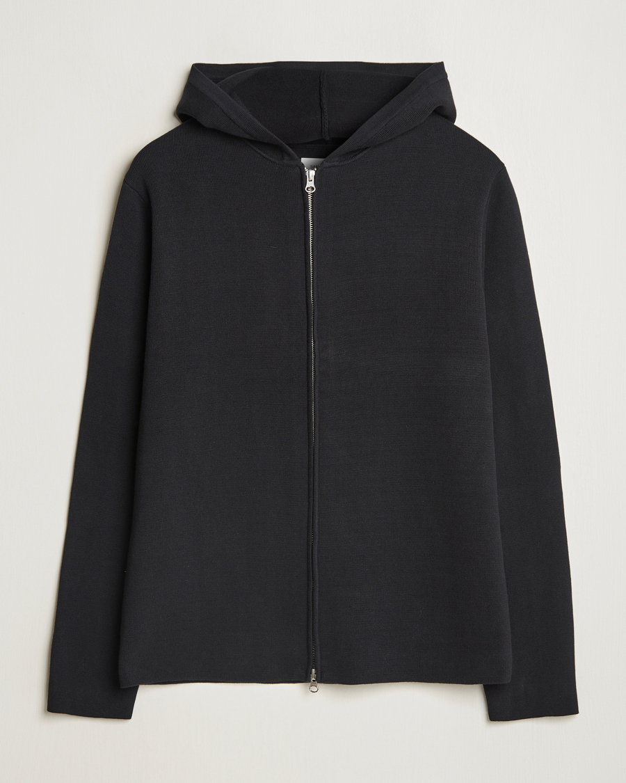 Men | Sweaters & Knitwear | Samsøe Samsøe | Niklas Full Zip Hoodie Black