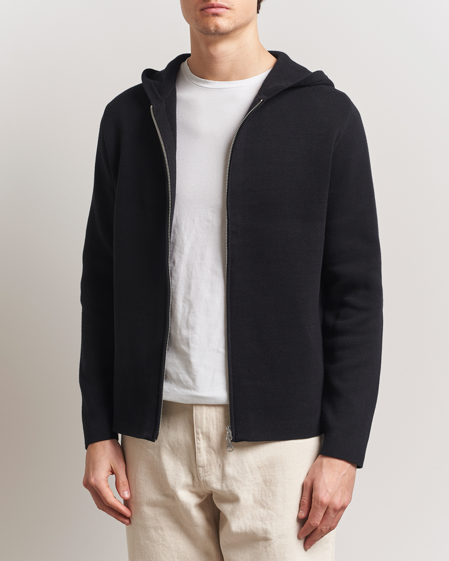 Men | Sweaters & Knitwear | Samsøe Samsøe | Niklas Full Zip Hoodie Black