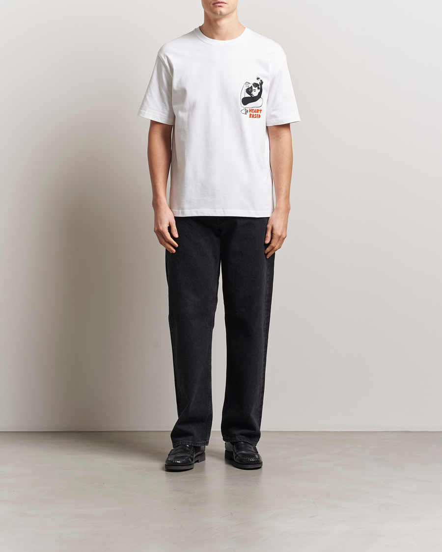 Men | T-Shirts | Samsøe Samsøe | Heart Printed Crew Neck T-Shirt White