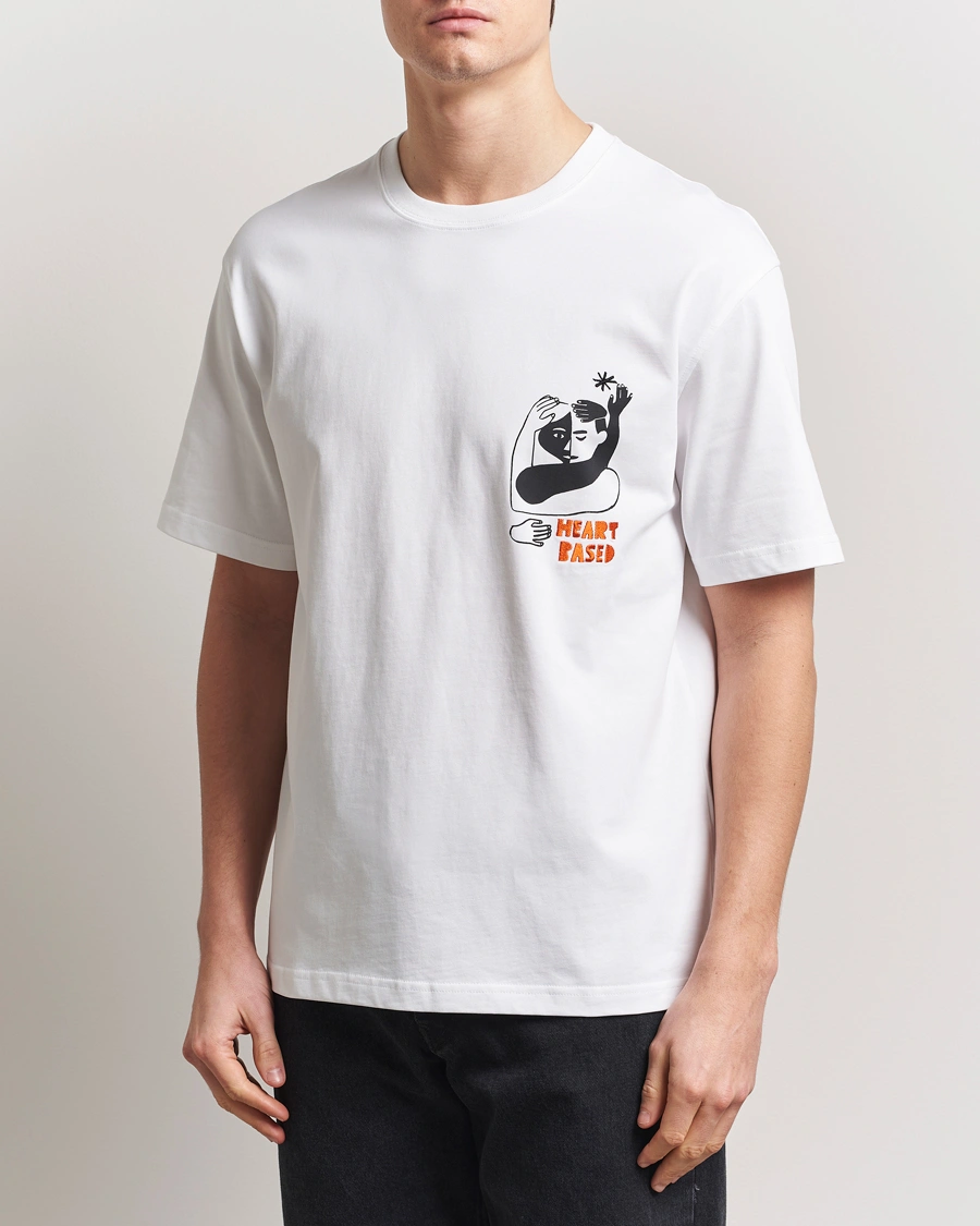 Men | T-Shirts | Samsøe Samsøe | Heart Printed Crew Neck T-Shirt White