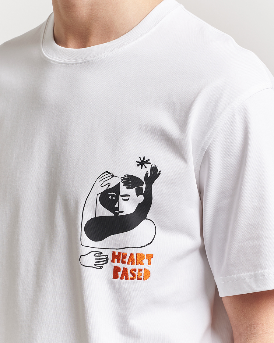 Men | T-Shirts | Samsøe Samsøe | Heart Printed Crew Neck T-Shirt White