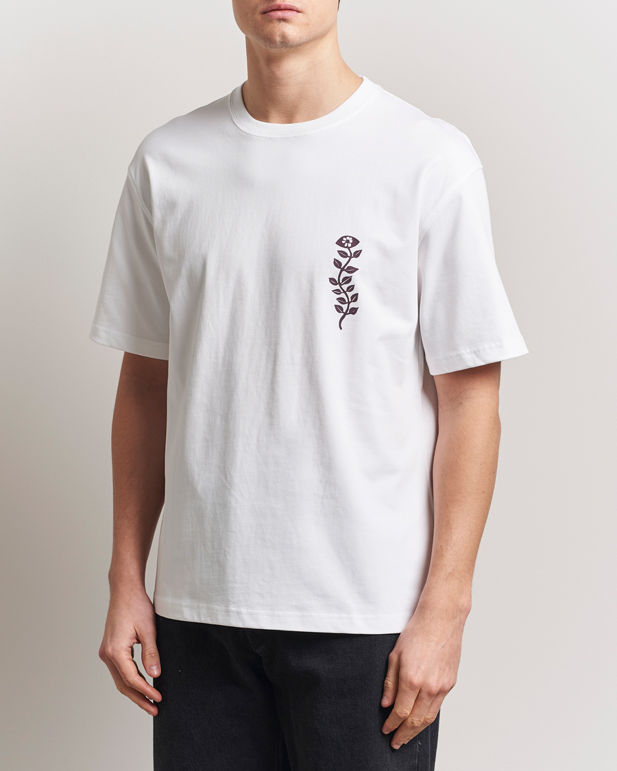 Men | T-Shirts | Samsøe Samsøe | Time Printed Crew Neck T-Shirt White