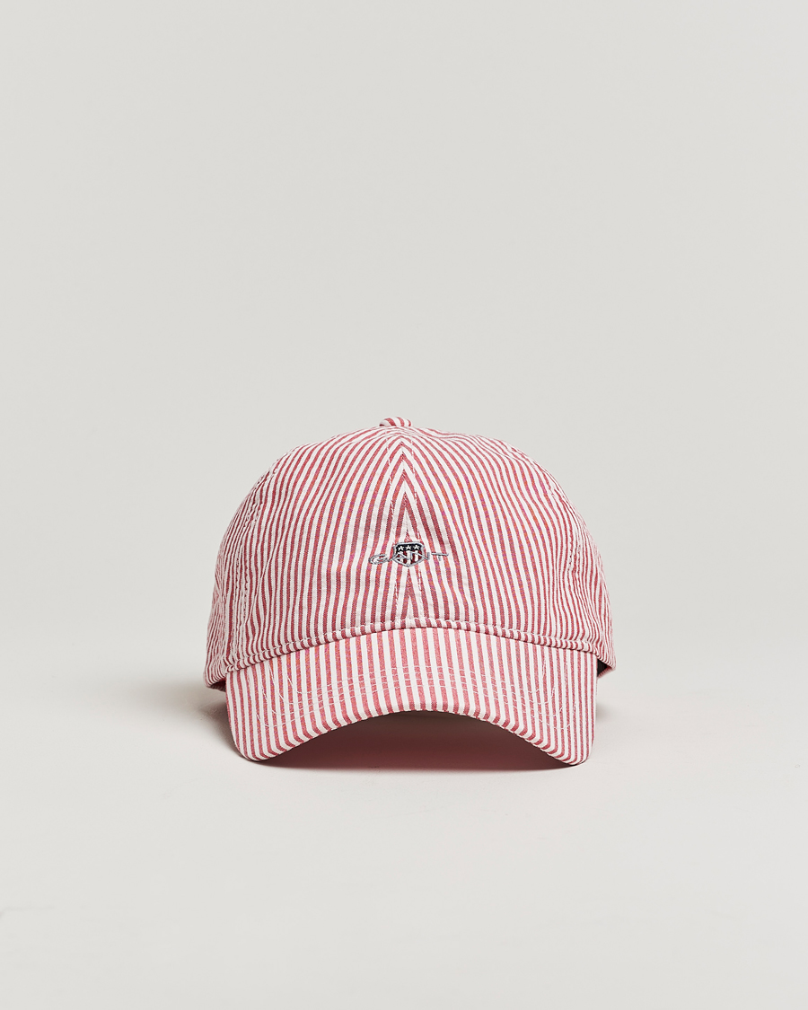 Men | Hats & Caps | GANT | Striped Seersucker Cap Ruby Red
