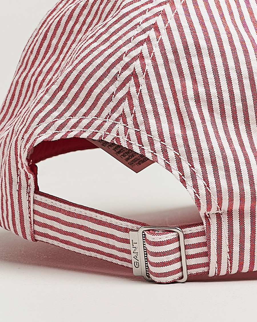 Men | Hats & Caps | GANT | Striped Seersucker Cap Ruby Red
