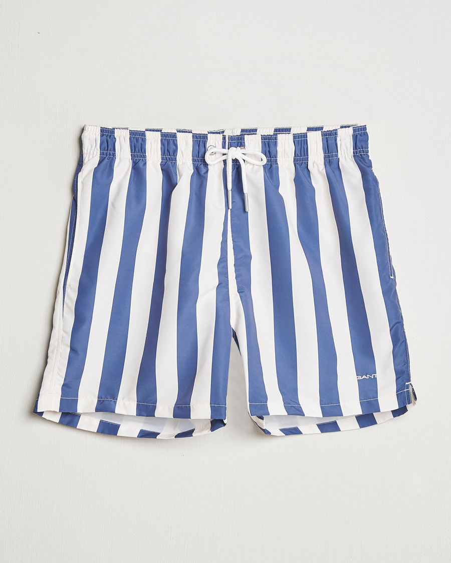 Men | Swimwear | GANT | Blockstriped Swimshorts Dusty Navy