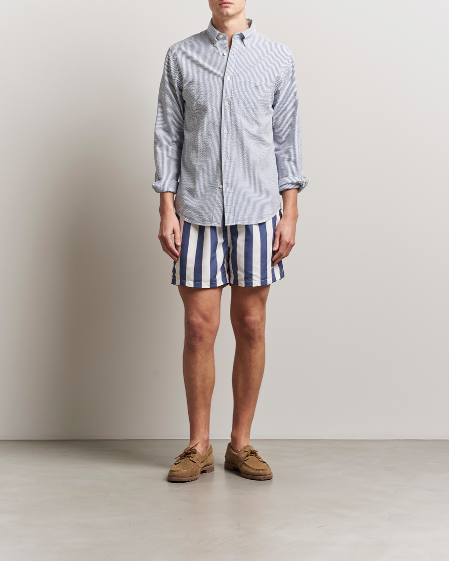 Men | Swimwear | GANT | Blockstriped Swimshorts Dusty Navy