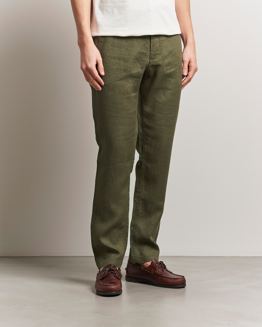 Men | Trousers | GANT | Relaxed Linen Drawstring Pants Juniper Green