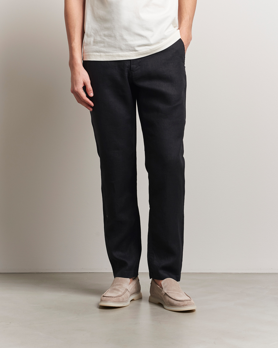 Men | Trousers | GANT | Relaxed Linen Drawstring Pants Black