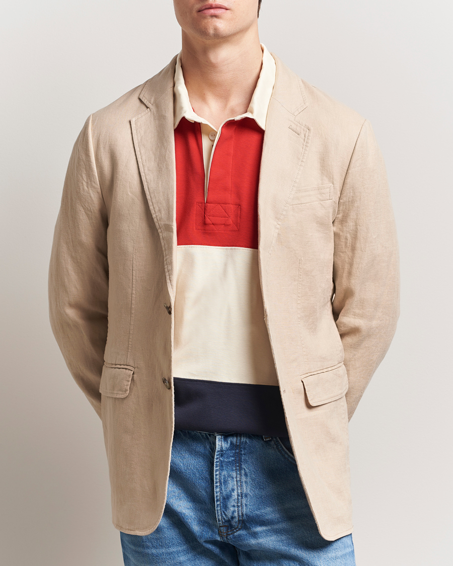 Men | Blazers | GANT | Slim Fit Garment Dyed Linen Blazer Dry Sand