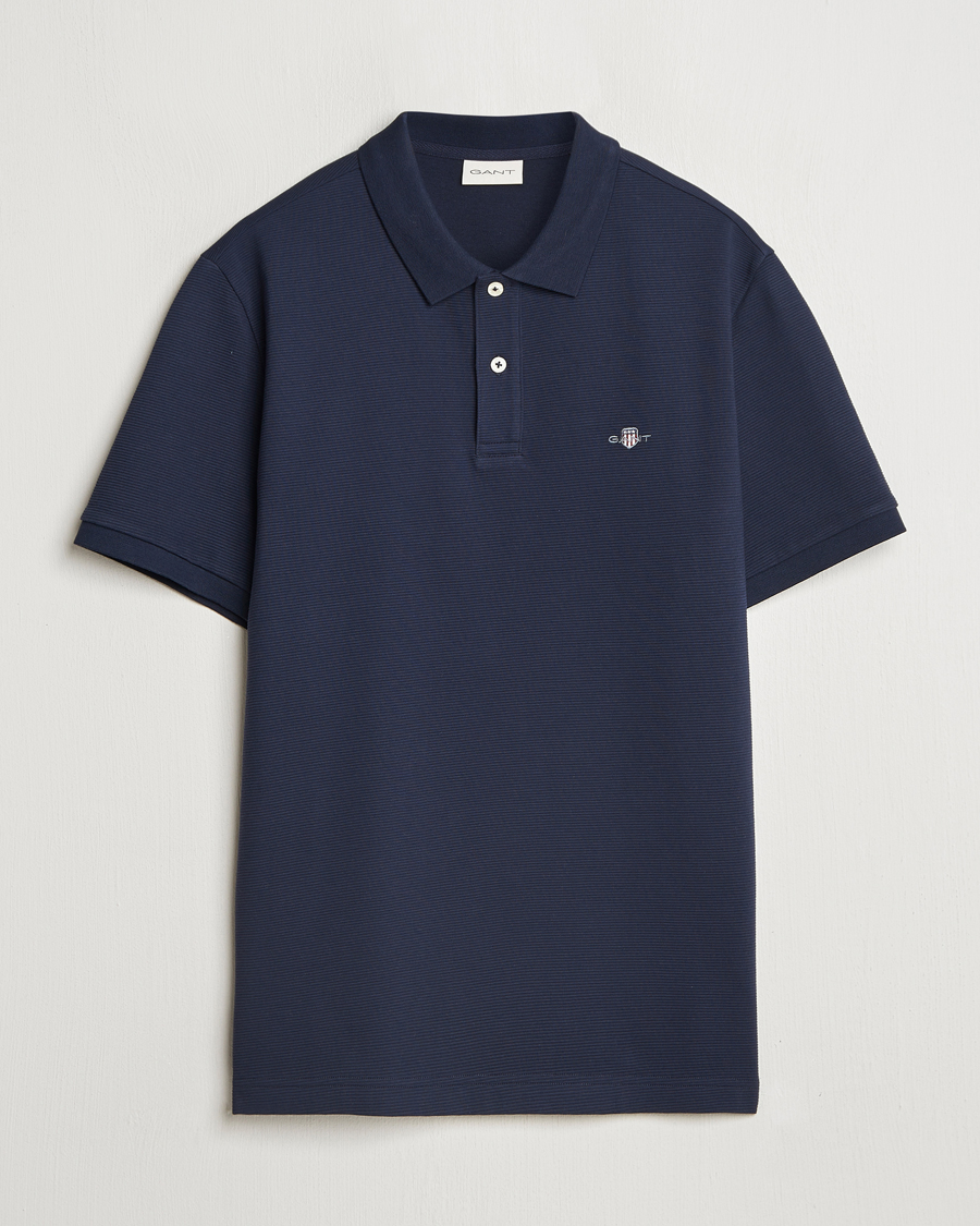 Men | Polo Shirts | GANT | Textured Polo Evening Blue
