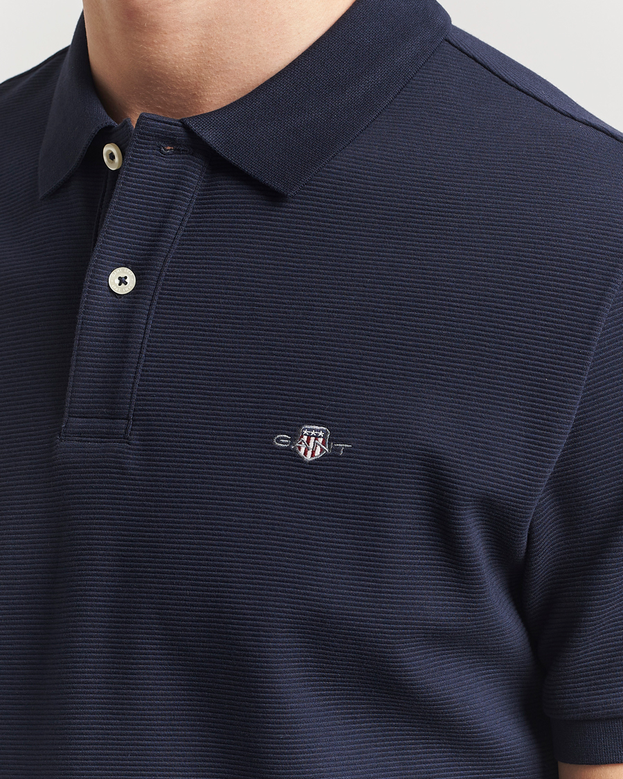 Men | Polo Shirts | GANT | Textured Polo Evening Blue