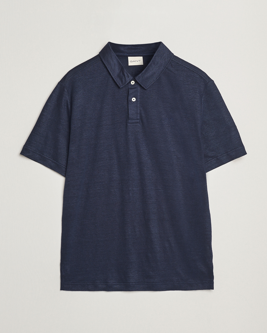 Men | Polo Shirts | GANT | Linen Polo Evening Blue